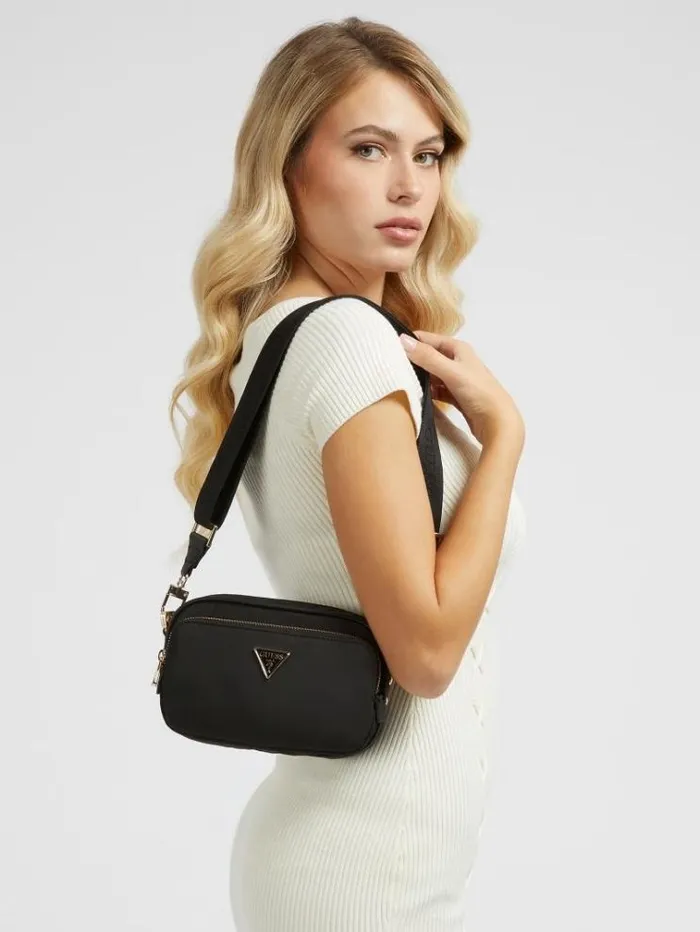 Women Gemma Saffiano Mini Crossbody Black Guess Crossbody Bags