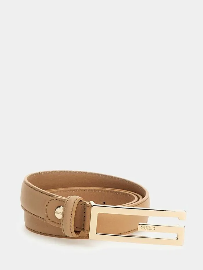 Women Genuine Leather Belt Beige Guess Belts