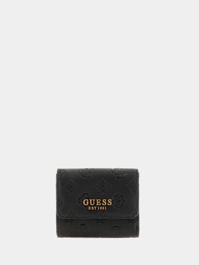 Women Geva 4g Peony Logo Mini Wallet Black Multi Guess Wallets