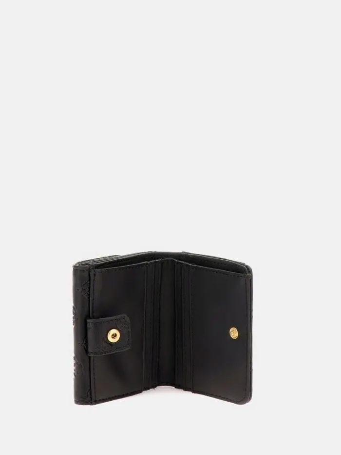 Women Geva 4g Peony Logo Mini Wallet Black Multi Guess Wallets