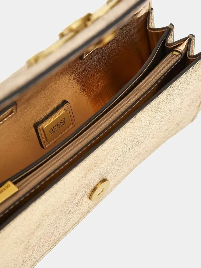 Women Gilded Glamour Laminated Crossbody Gold Guess Crossbody Bags