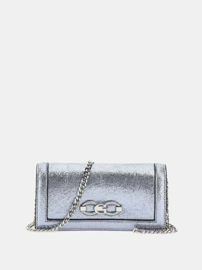 Women Gilded Glamour Laminated Crossbody Silver Guess Crossbody Bags