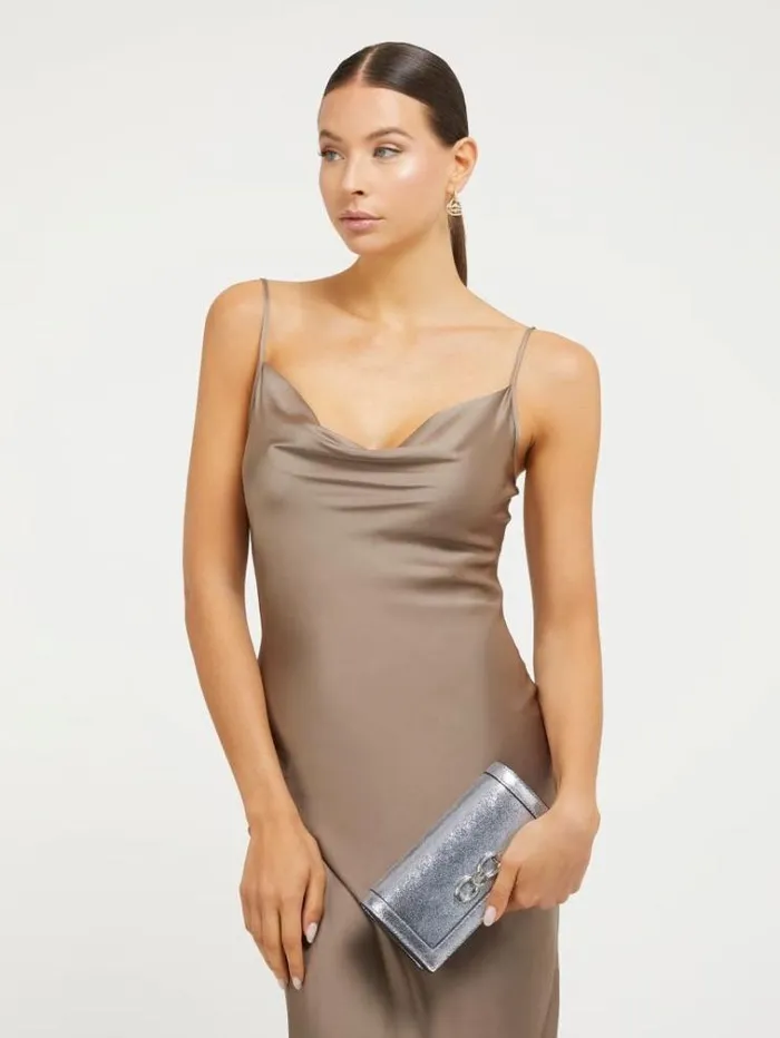 Women Gilded Glamour Laminated Crossbody Silver Guess Crossbody Bags