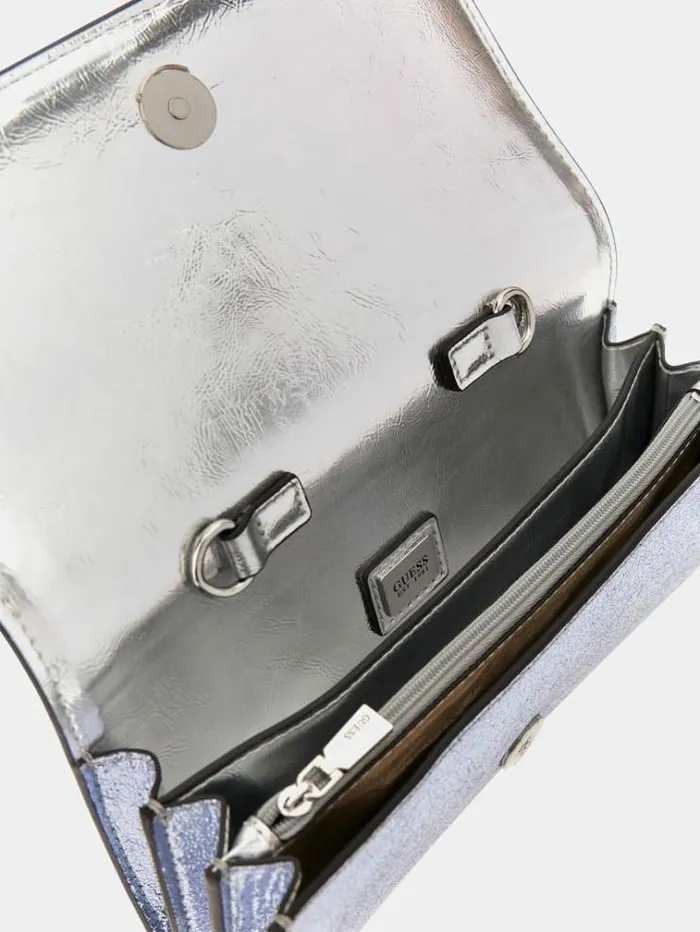 Women Gilded Glamour Laminated Crossbody Silver Guess Crossbody Bags