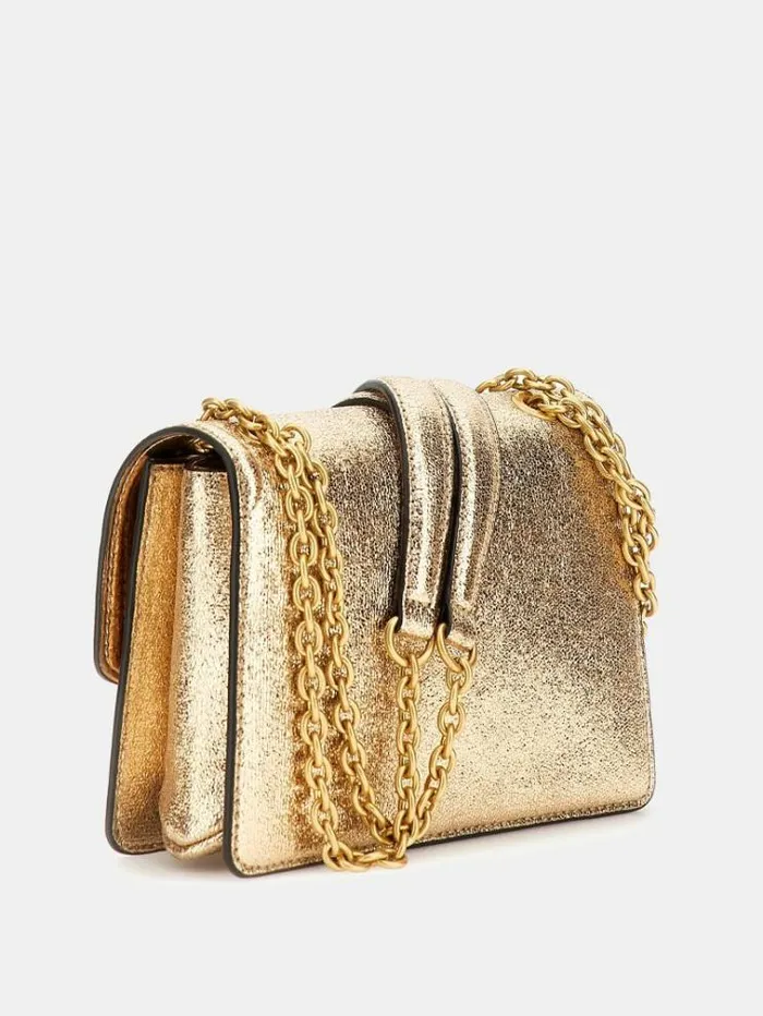 Women Gilded Glamour Laminated Mini Crossbody Gold Guess Crossbody Bags