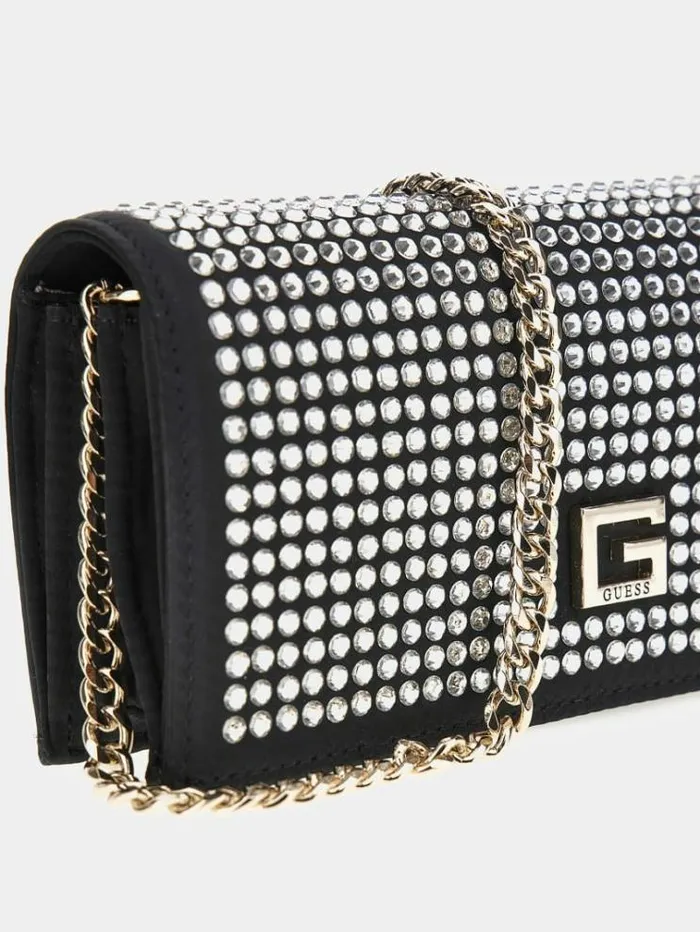 Women Gilded Glamour Rhinestone Crossbody Black Guess Crossbody Bags