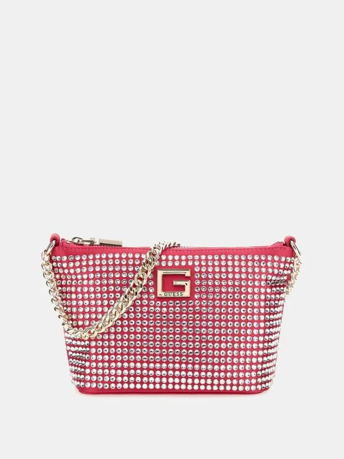 Women Gilded Glamour Rhinestone Mini Shoulder Bag Fuchsia Guess Clutches And Evening Bags