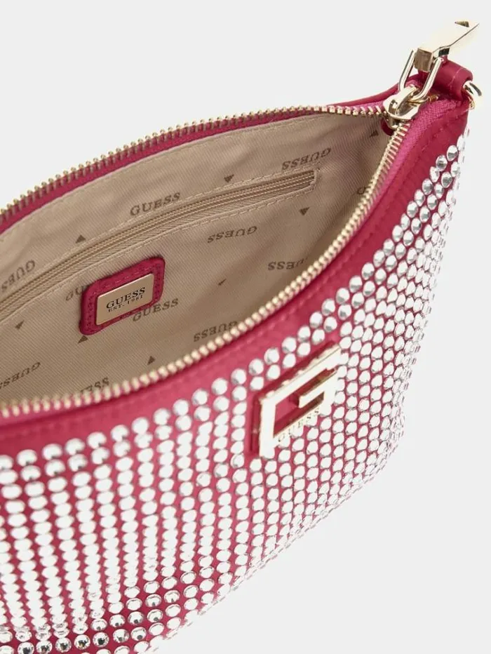 Women Gilded Glamour Rhinestone Mini Shoulder Bag Fuchsia Guess Clutches And Evening Bags