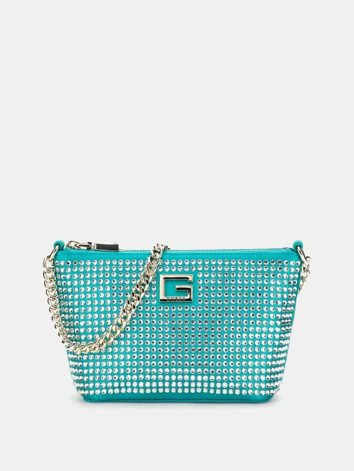 Women Gilded Glamour Rhinestone Mini Shoulder Bag Light Blue Guess Clutches And Evening Bags Women Gilded Glamour Rhinestone Mini Shoulder Bag Light Blue Guess Clutches And Evening Bags