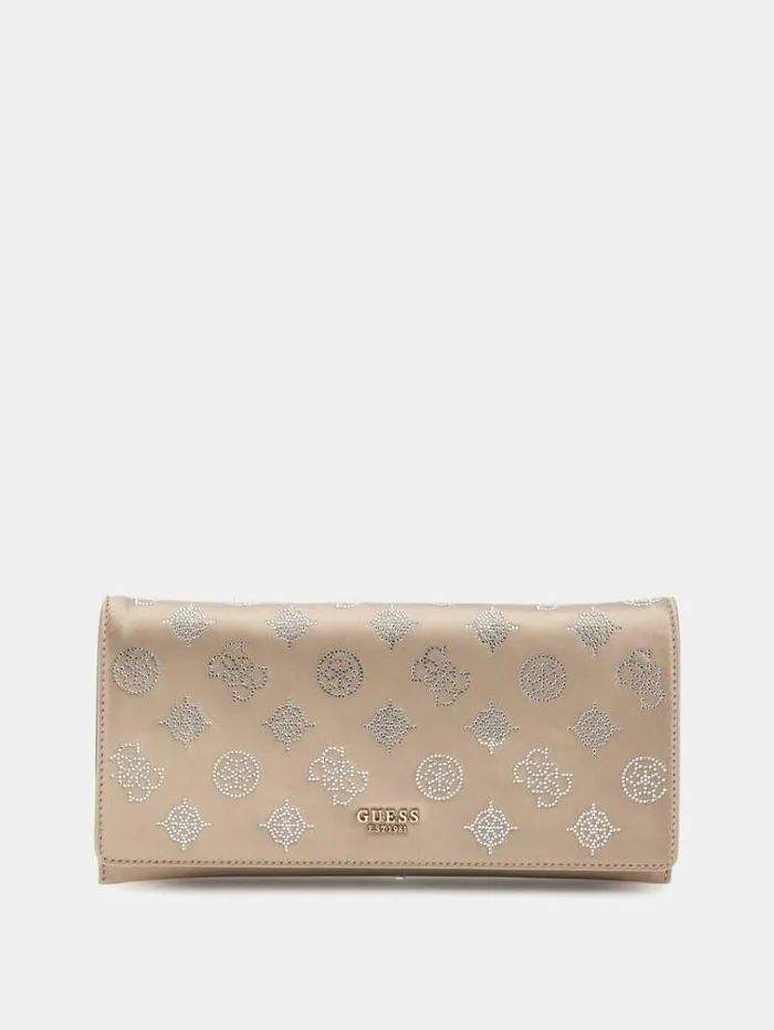 Women Gilded Glamour Satin Crossbody Powder Pink Guess Clutches And Evening Bags Women Gilded Glamour Satin Crossbody Powder Pink Guess Clutches And Evening Bags