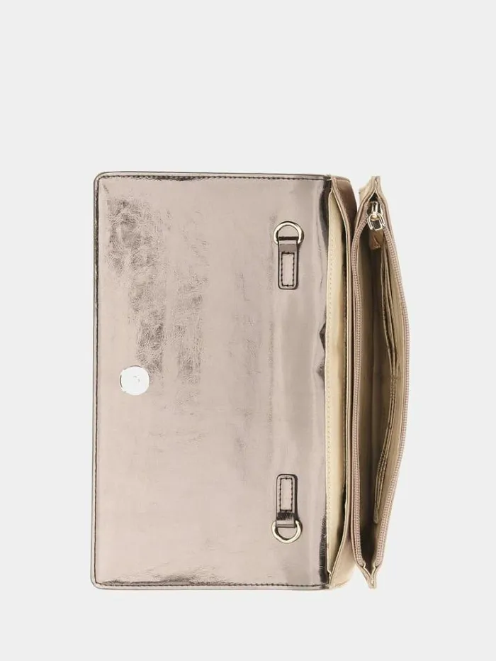 Women Gilded Glamour Satin Crossbody Powder Pink Guess Clutches And Evening Bags
