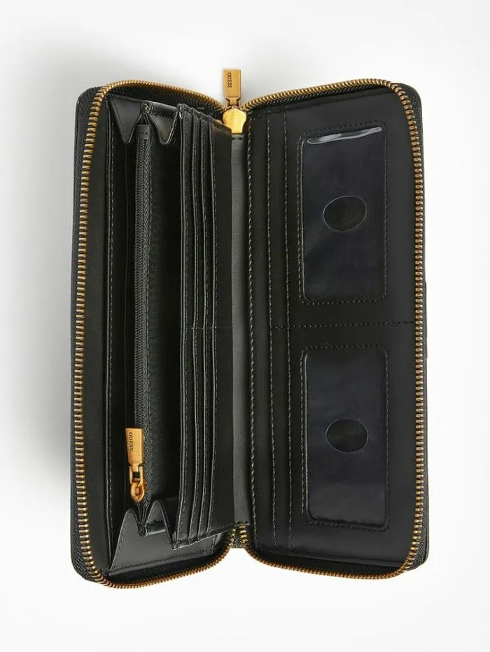Women Ginevra 4g Logo Maxi Wallet Black Multi Guess Wallets