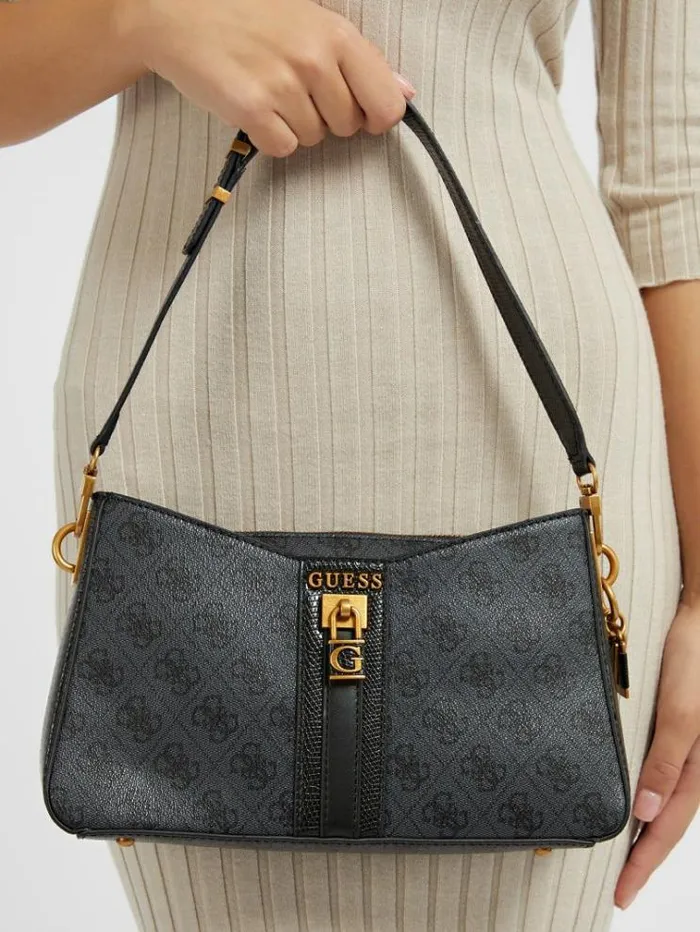Women Ginevra 4g Logo Shoulder Bag Black Guess Shoulder Bags