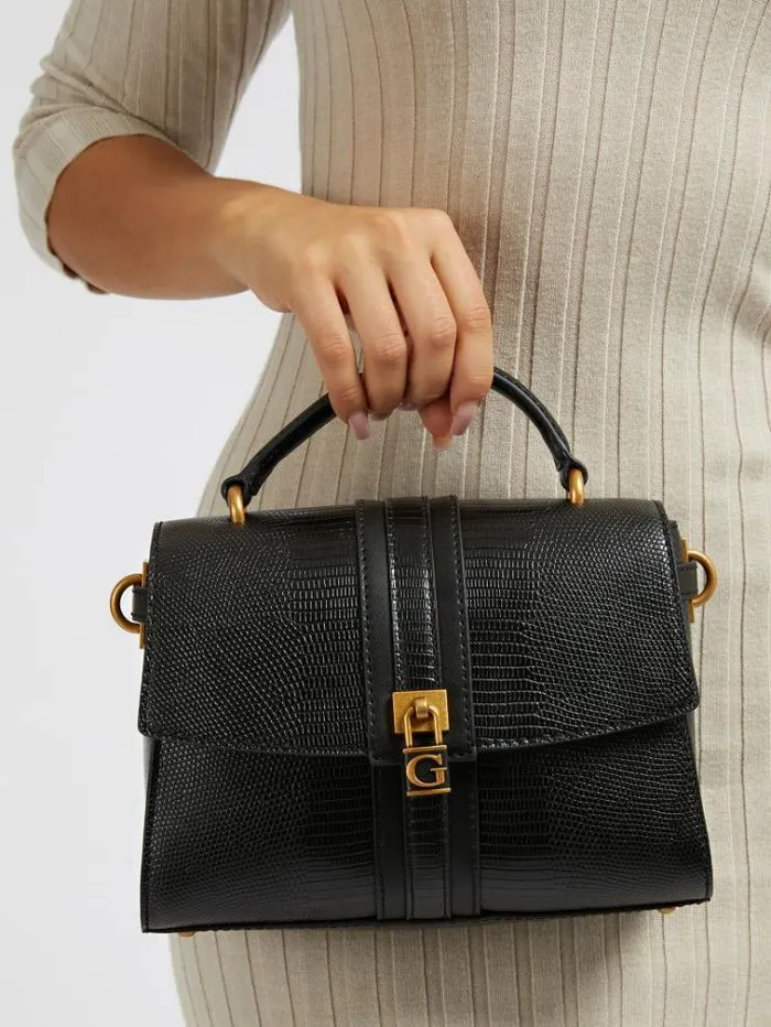 Women Ginevra Pythonprint Mini Handbag Black Guess Handbags