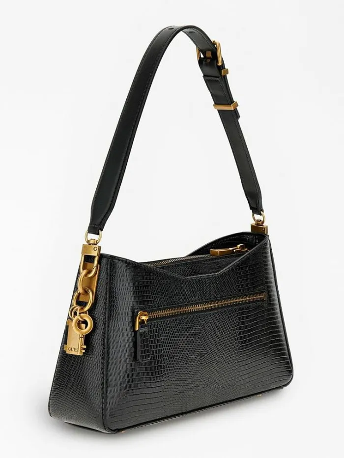 Women Ginevra Pythonprint Shoulder Bag Black Guess Shoulder Bags