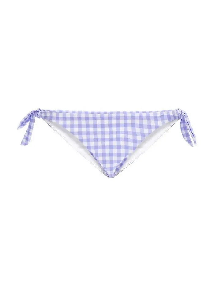 Women Gingham Check Brief Bikini Bottom Lilac Guess Beachwear