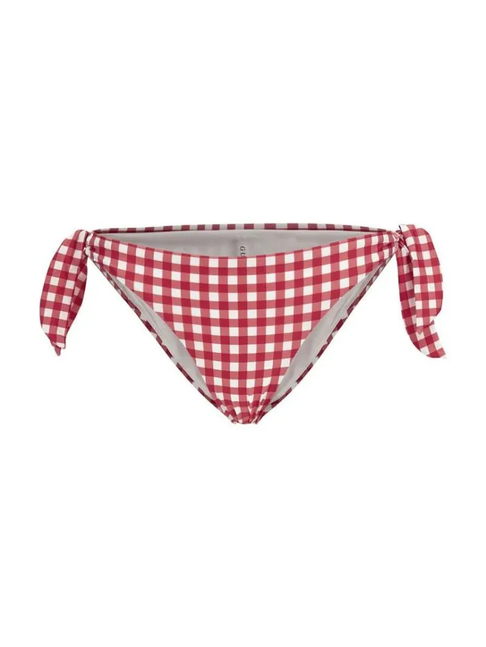 Women Gingham Check Brief Bikini Bottom Red Multi Guess Beachwear