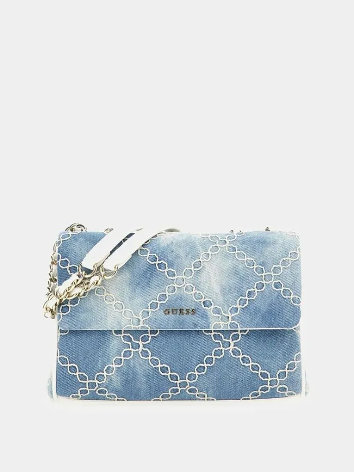 Women Gisy Denim Crossbody Light Blue Guess Crossbody Bags