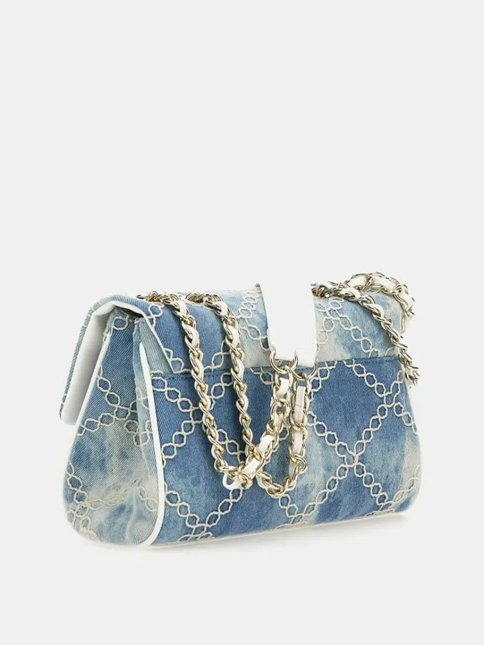 Women Gisy Denim Crossbody Light Blue Guess Crossbody Bags