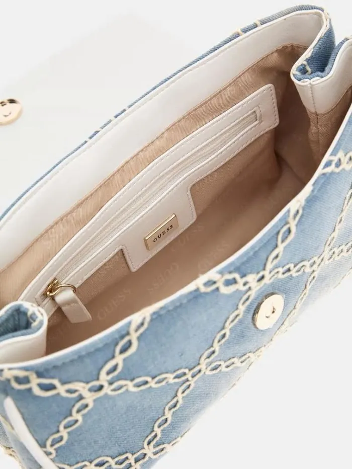 Women Gisy Denim Crossbody Light Blue Guess Crossbody Bags