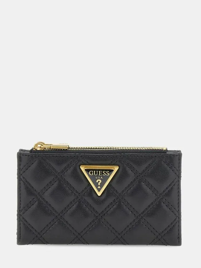 Women Giully Quilted Coin Purse Black Guess Wallets