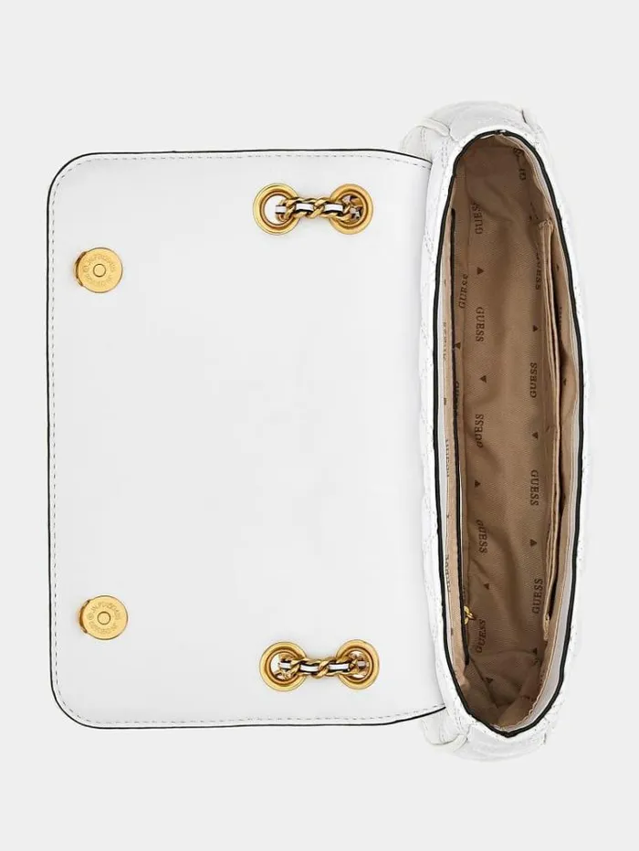 Women Giully Quilted Crossbody Bag White Guess Crossbody Bags