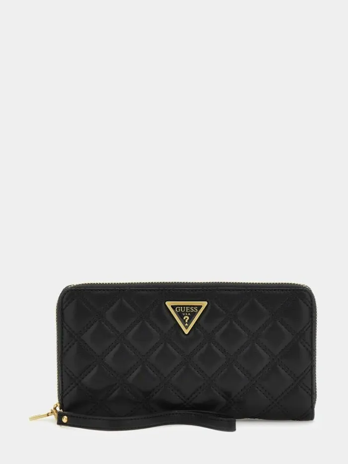 Women Giully Quilted Maxi Wallet Black Guess Wallets