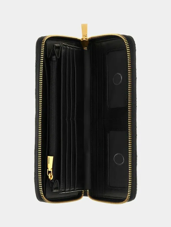 Women Giully Quilted Maxi Wallet Black Guess Wallets