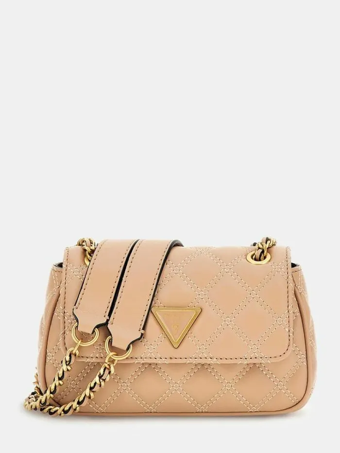 Women Giully Quilted Mini Crossbody Bag Beige Guess Crossbody Bags