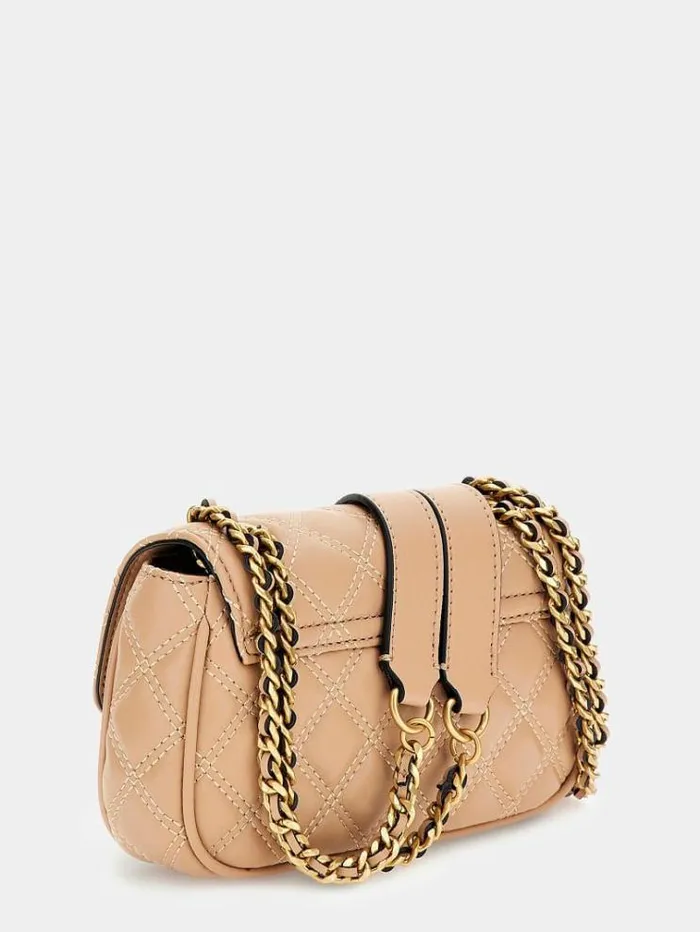 Women Giully Quilted Mini Crossbody Bag Beige Guess Crossbody Bags