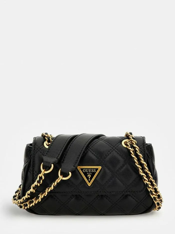 Women Giully Quilted Mini Crossbody Bag Black Guess Crossbody Bags