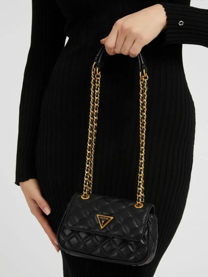 Women Giully Quilted Mini Crossbody Bag Black Guess Crossbody Bags