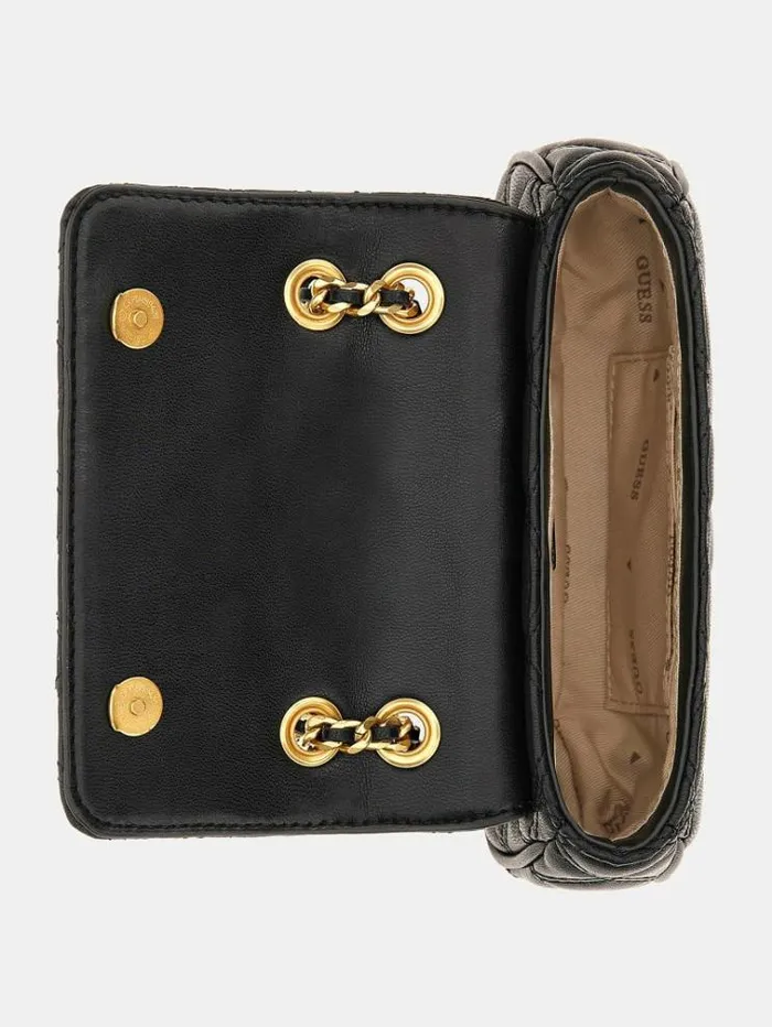 Women Giully Quilted Mini Crossbody Bag Black Guess Crossbody Bags