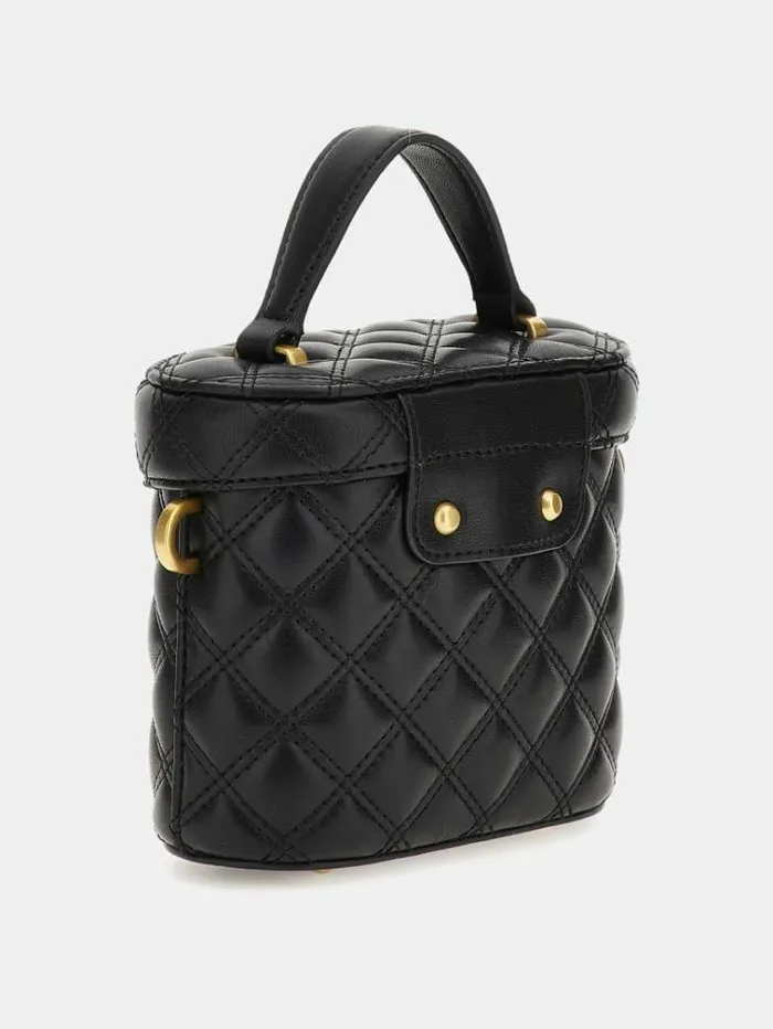 Women Giully Quilted Mini Crossbody Black Guess Crossbody Bags