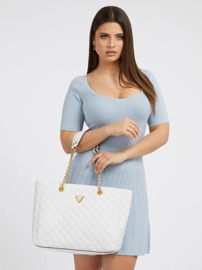 Women Giully Quilted Shopper White Guess Shoppers