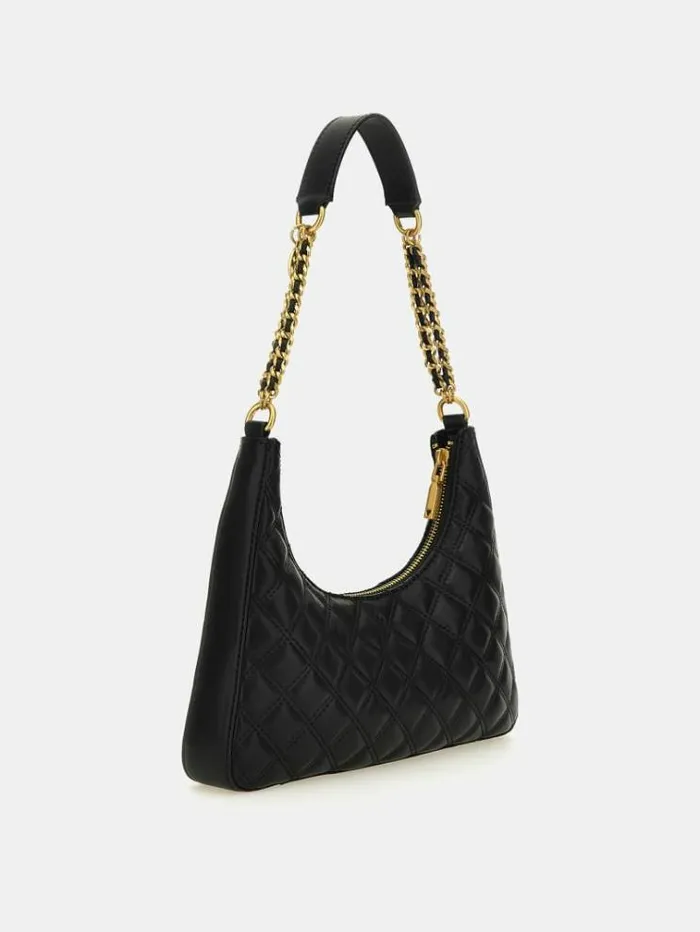 Women Giully Quilted Shoulder Bag Black Guess Shoulder Bags