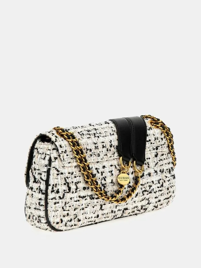 Women Giully Tweed Crossbody Black Multi Guess Crossbody Bags