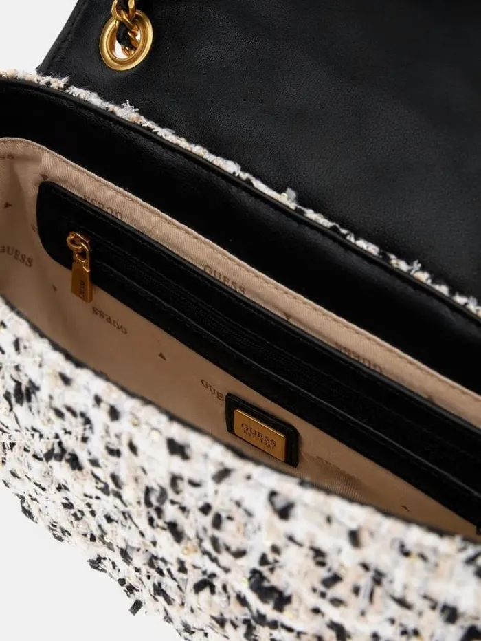 Women Giully Tweed Crossbody Black Multi Guess Crossbody Bags