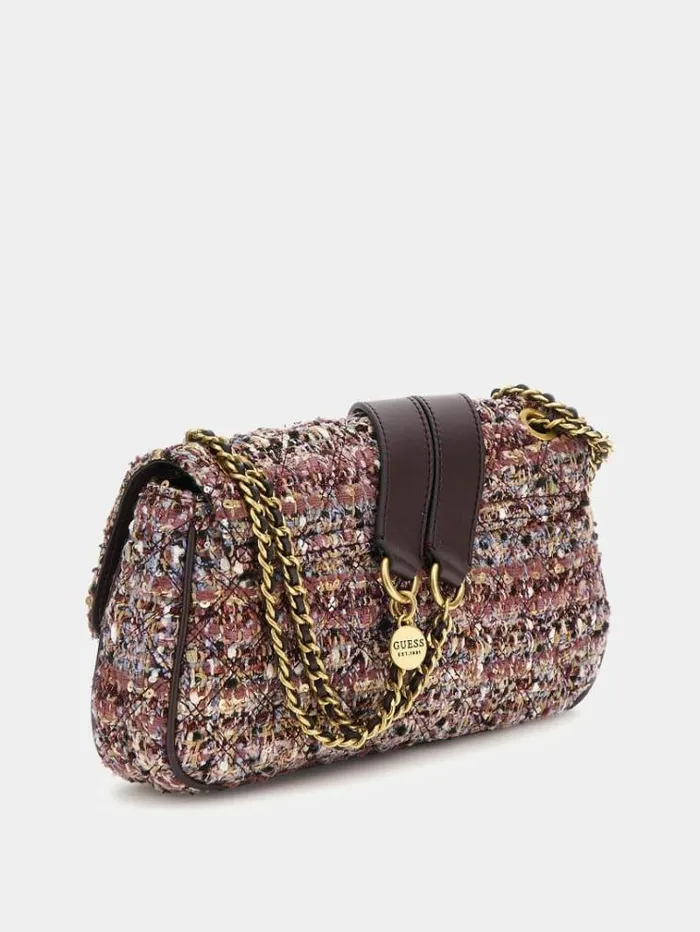 Women Giully Tweed Crossbody Multi Purple Guess Crossbody Bags