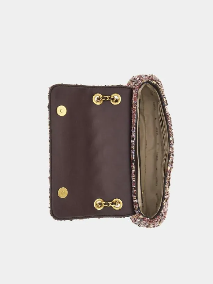 Women Giully Tweed Crossbody Multi Purple Guess Crossbody Bags