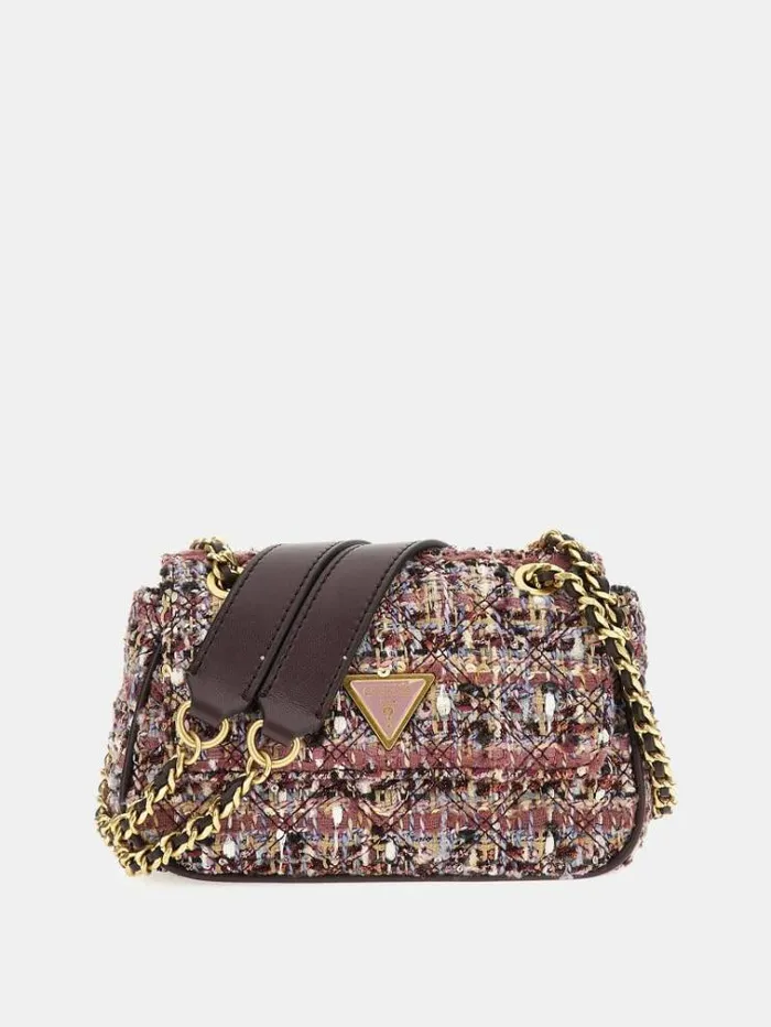 Women Giully Tweed Mini Crossbody Multi Purple Guess Crossbody Bags