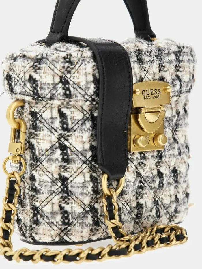 Women Giully Tweed Mini Shoulder Bag Multicolor Pattern Guess Shoulder Bags