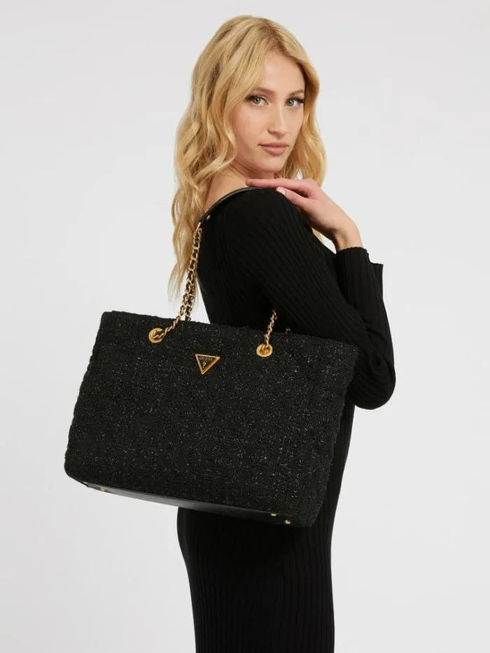 Women Giully Tweed Shopper Black Guess Shoppers