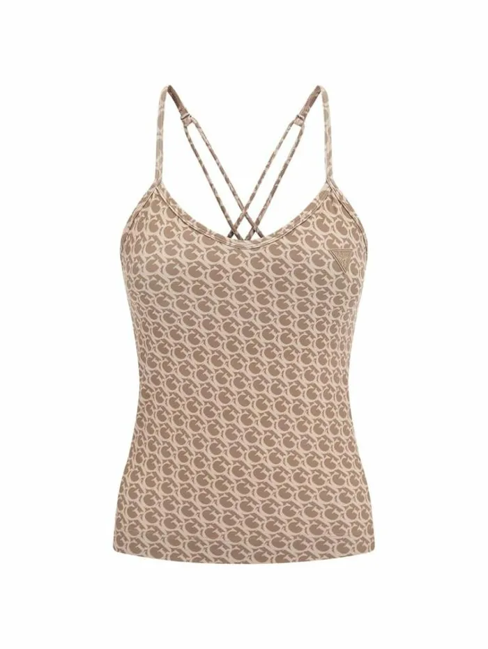 Women Gj Logo Active Tank Top Multi Beige Guess Activewear