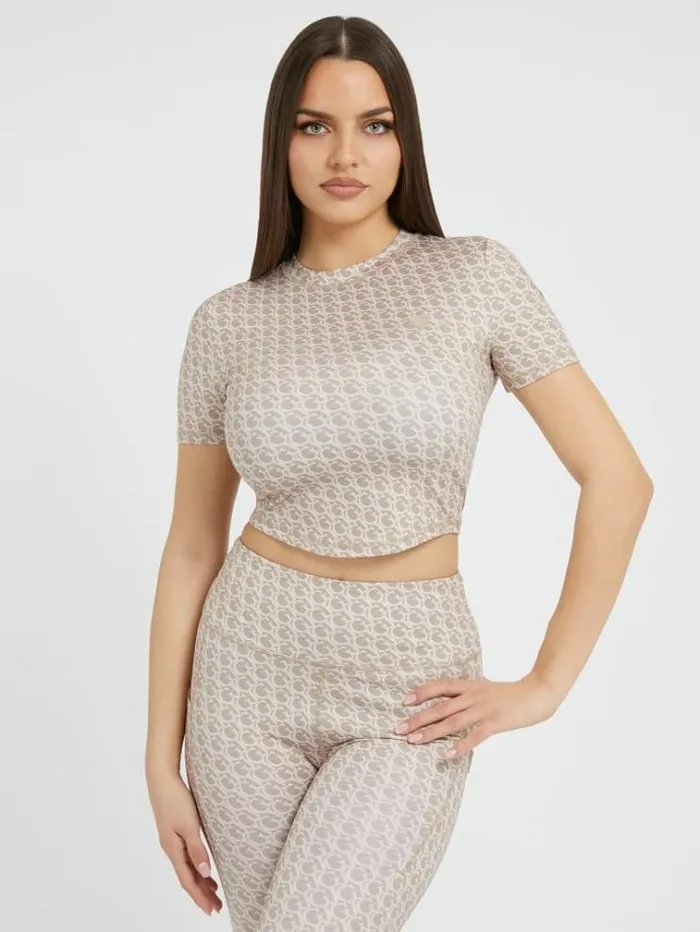 Women Gj Logo Active Top Multi Beige Guess Activewear