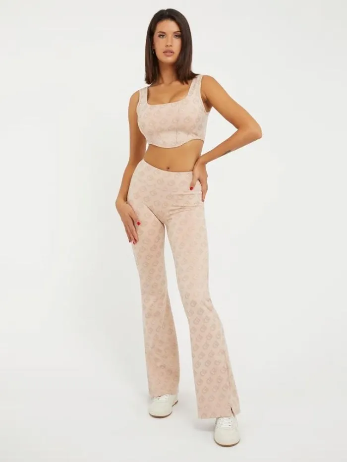 Women Gj Logo Flare Pants Multi Pink Guess Activewear