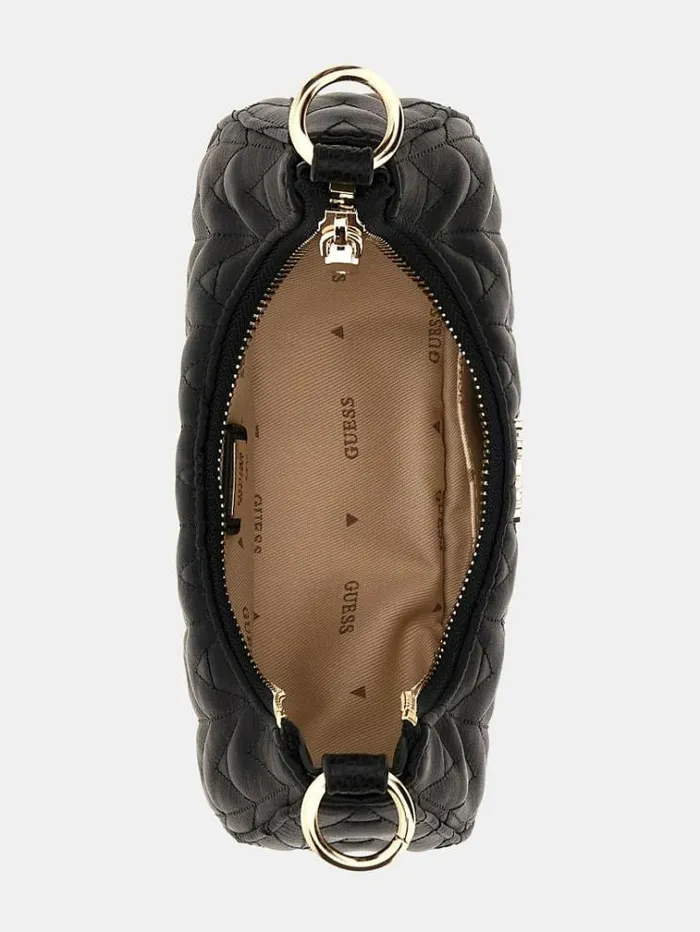 Women Golden Rock Quilted Mini Hobo Bag Black Guess Clutches And Evening Bags