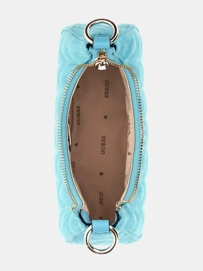Women Golden Rock Quilted Mini Hobo Bag Light Blue Guess Mini Bags