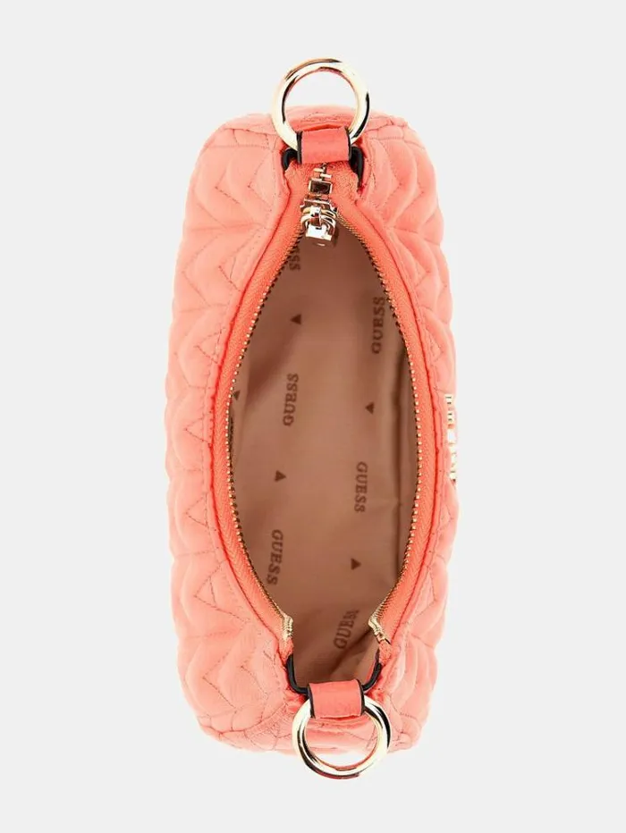 Women Golden Rock Quilted Mini Hobo Bag Pink Guess Shoulder Bags