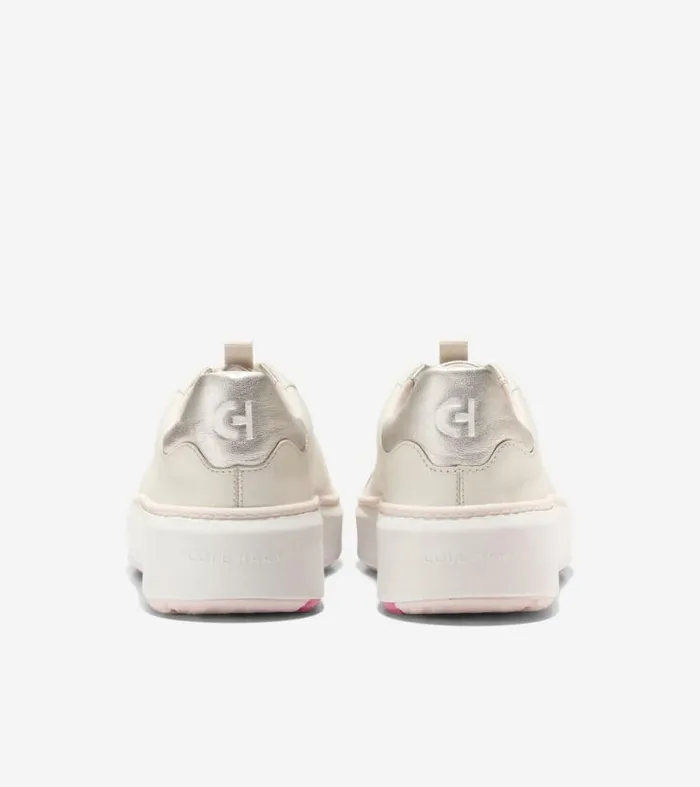 Women Golf Shoes Cole Haan GrandPr Topspin Golf Shoes Silver Birchoptic White